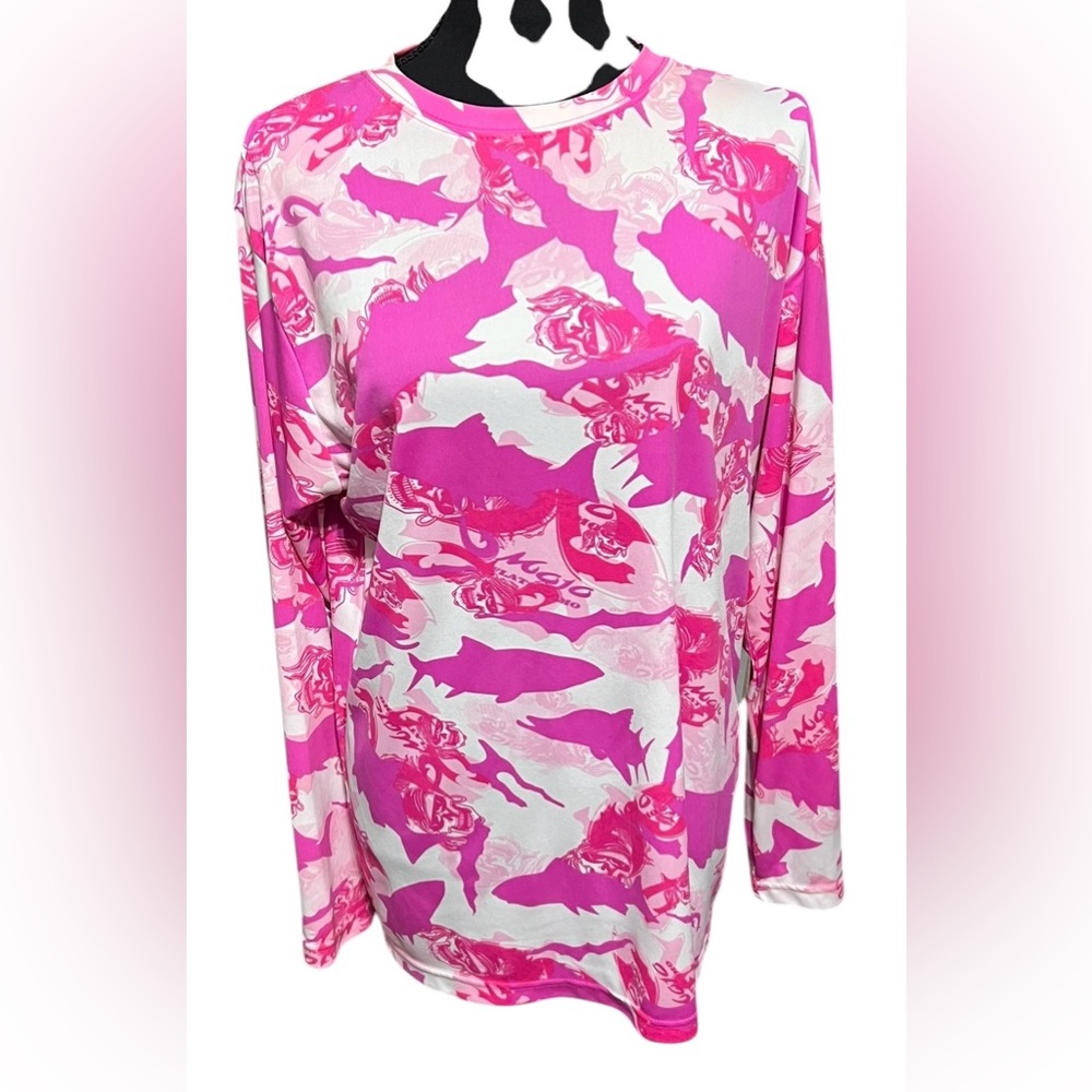 Mojo Sports Pink Camo Long Sleeve Shirt Size M Sun Protection Fishing Jersey